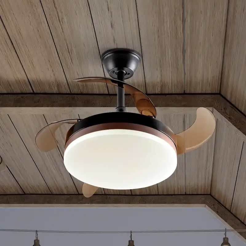 Barato Ventilador de techo plafón retráctil Schuller Vento Mini LED negro y bronce regulable
