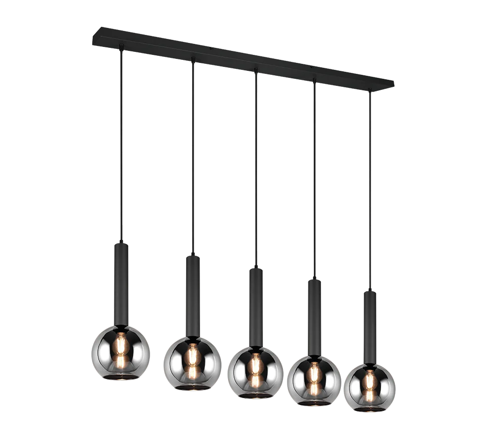 Disponible Ahora Lámpara de techo colgante Trio Clayton 5 luces negro mate 150cm 3