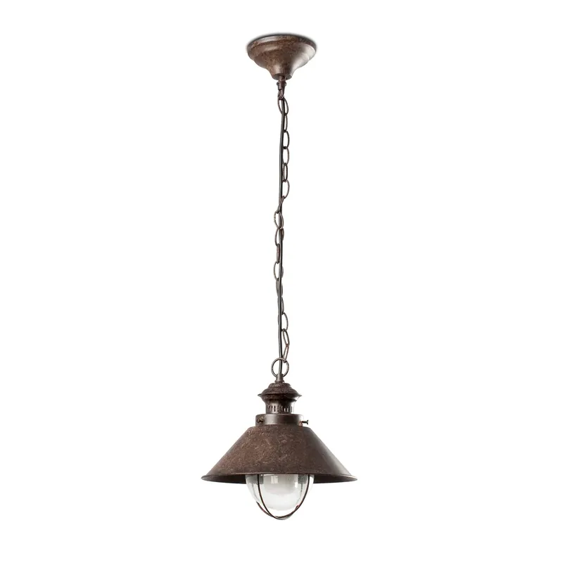Lámpara colgante de exterior Faro Náutica 102cm E27 LED marrón oxido 26cm 71138 Garantía De Devolución De Dinero