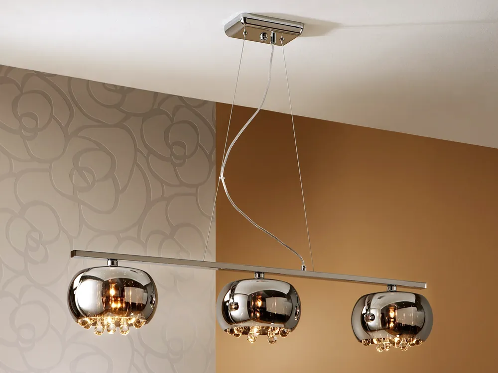 Envío Inmediato Lámpara de techo colgante Schuller Argos 3 luces transparente y espejado