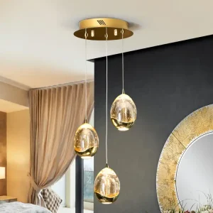 Promoción Exclusiva Lámpara de techo colgante Schuller Rocío 3 luces dorado y champán 3000K