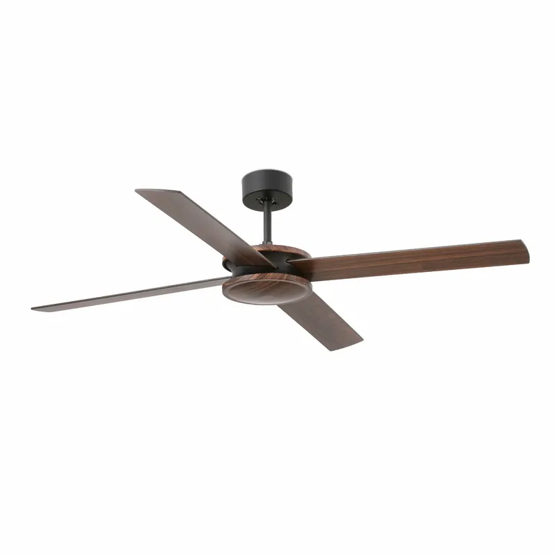 Ventilador de techo sin luz Faro Polea motor DC palas de madera nogal Ø132cm 4 palas 33724 No Te Lo Pierdas
