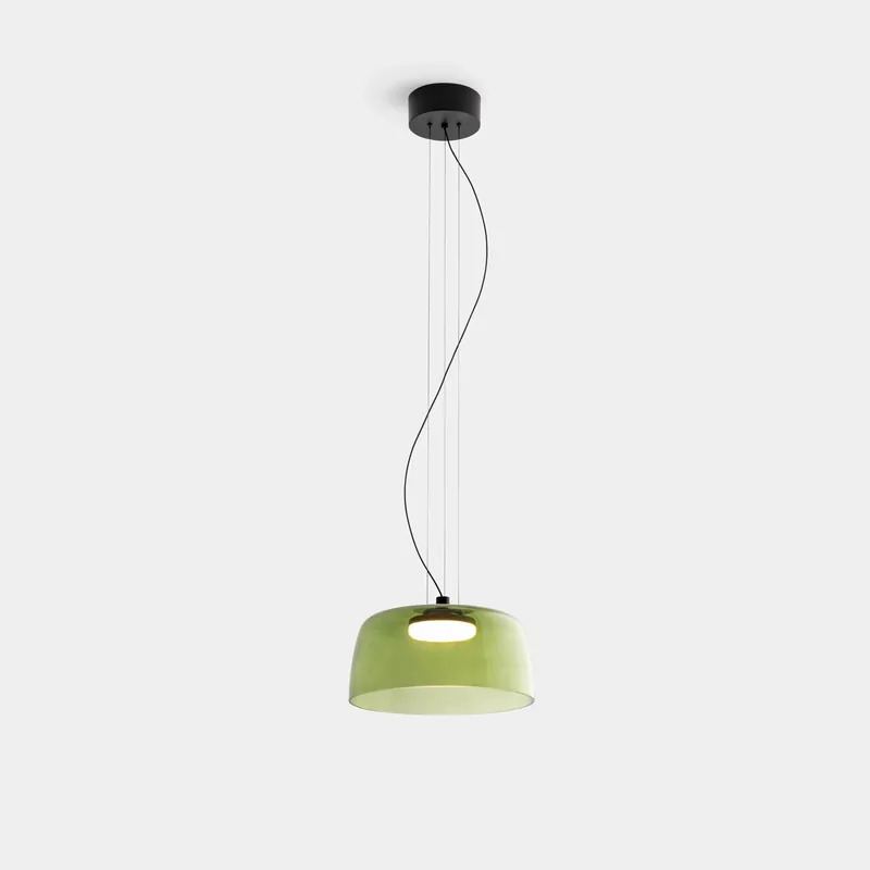 Lámpara de techo colgante LedsC4 Levels LED negro verde CCT regulable DALI Ø32cm 00-A043-05-08 Última Versión