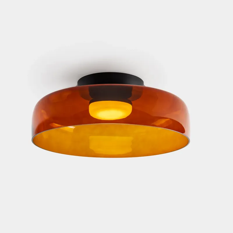 Certificado Plafón LedsC4 Levels Ceiling LED negro ámbar CCT regulable DALI Ø42cm 15-A139-05-15