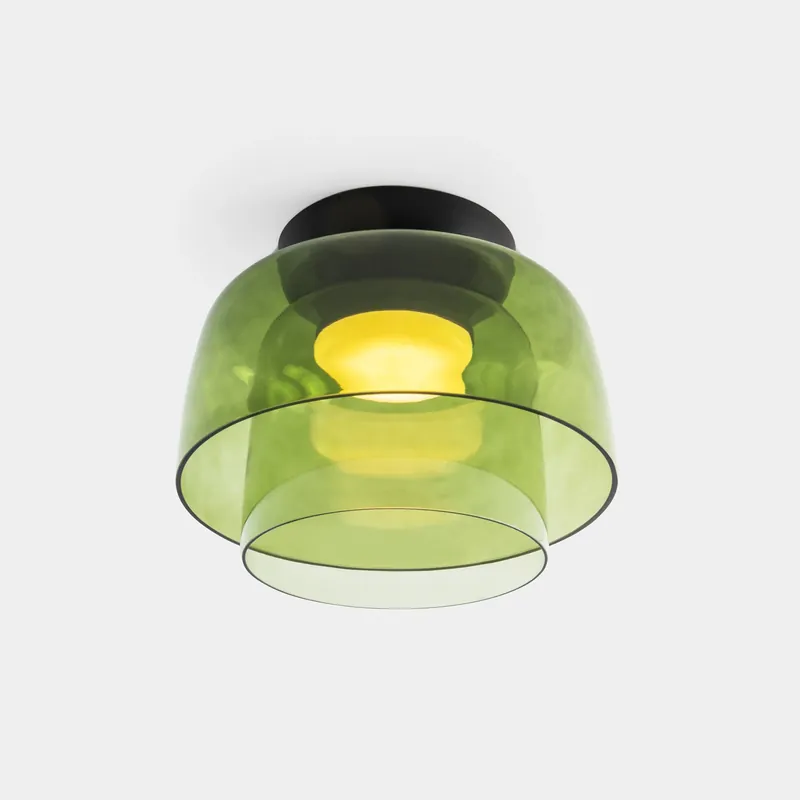 Precio Económico Plafón LedsC4 Levels Ceiling LED 2 luces negro verde CCT regulable DALI Ø32+Ø22cm 15-A140-05-08