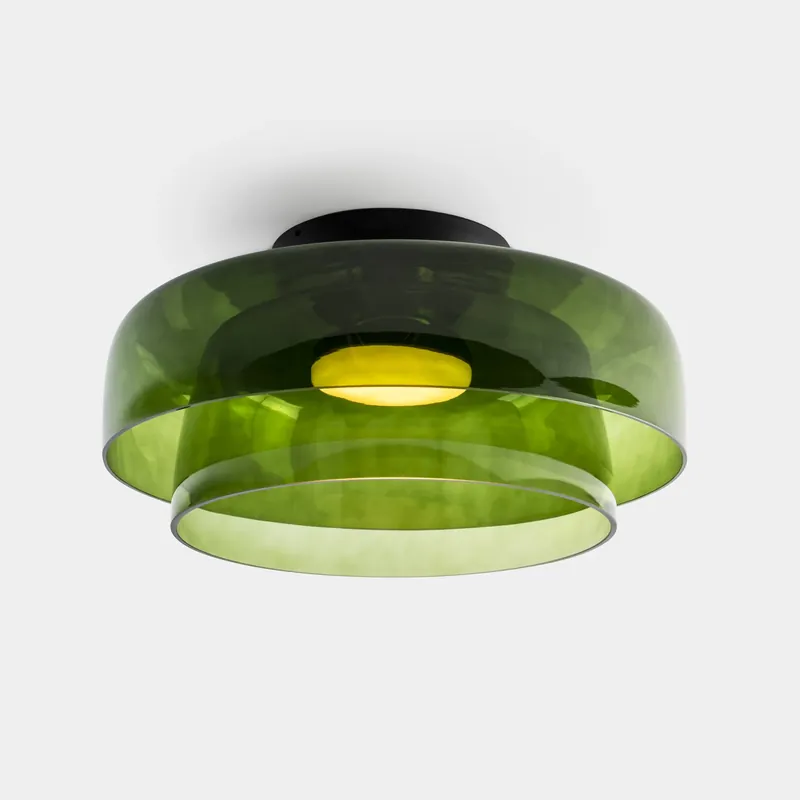 Precio Bajo Plafón LedsC4 Levels Ceiling LED 2 luces negro verde CCT regulable DALI Ø42+Ø32cm 15-A141-05-08