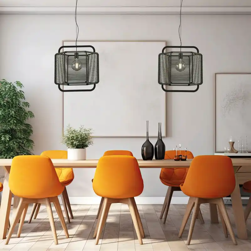 Gran Oferta ACB Corda Lámpara de techo colgante LED Negro Alga E27 15W C39015NAL