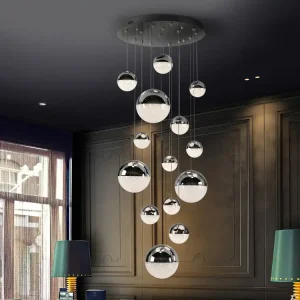 Pago Seguro Lámpara de techo colgante bolas Schuller Sphere grande 14 luces cromo 3000K regulable 793269D