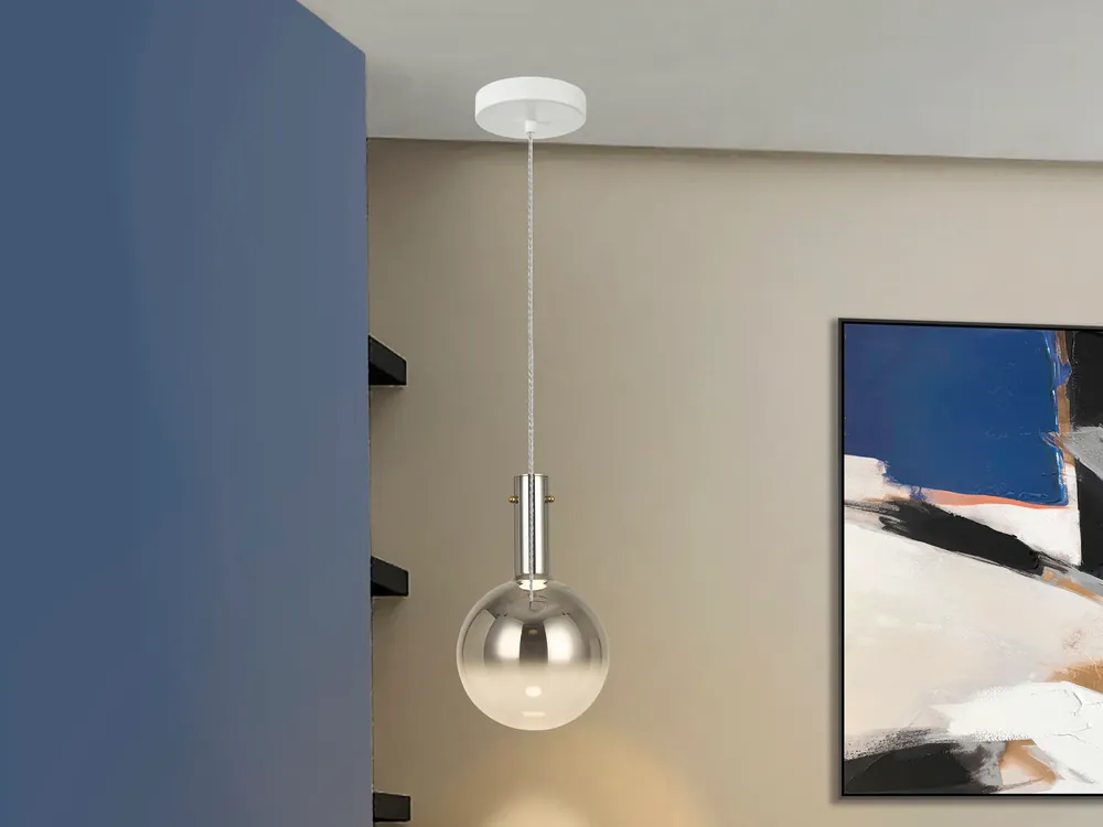 Lámpara de techo colgante Schuller Matices 1 luz blanco y smoke cristal soplado 3000K Promoción Exclusiva