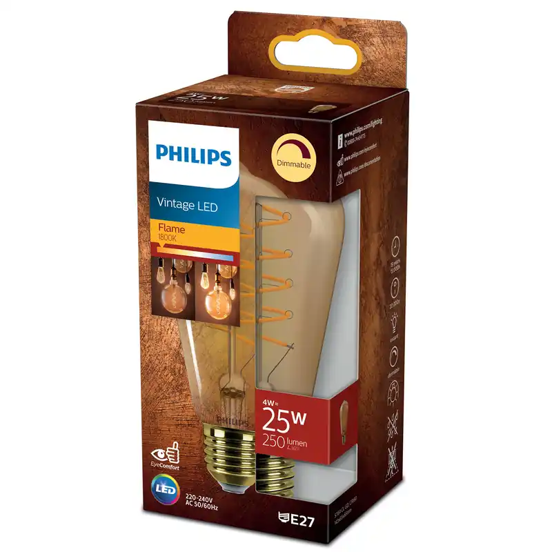 Bombilla de filamento Philips Classic ámbar ST64 25W E27 1800K 250lm A Buen Precio